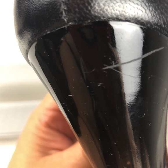 BCBG Girls Lucite Heel Peep Toe Black Shoes size 10 - Picture 14 of 16